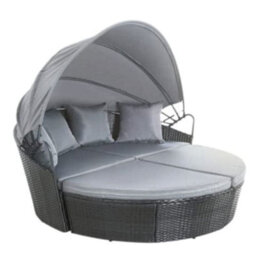Evre Black Bali Day Bed Outdoor Garden Furniture Set With Canopy & Cover - Inc Weekend Delivery - thumbnail 4