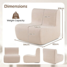 Comfy Bean Bag Chair With Soft Velvet Cover Easy Care Floor Sofa Beige - thumbnail 2