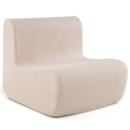 Comfy Bean Bag Chair With Soft Velvet Cover Easy Care Floor Sofa Beige - thumbnail 1