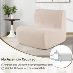 Comfy Bean Bag Chair With Soft Velvet Cover Easy Care Floor Sofa Beige - thumbnail 5