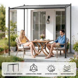 Onemill 2.4M Outdoor Garden Easy-Up Canopy Pergola With Grey Polyester Roof - thumbnail 4