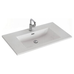 FNX Bathrooms Fluted Square 800 Wall Mounted Vanity Unit & Basin Set - Oak Cabinet With Matte White Polymarble Basin - thumbnail 2