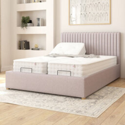 Aspire Grant Electric Adjustable Bed Upholstered With Pocket Sprung Mattress Uk Made, Eire Linen Grey, Size King - thumbnail 2