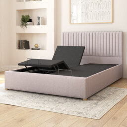 Aspire Grant Electric Adjustable Bed Upholstered With Pocket Sprung Mattress Uk Made, Eire Linen Grey, Size King - thumbnail 3