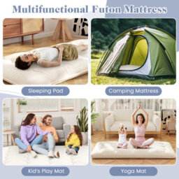 Costway Foldable Tatami Mat Floor Futon Mattress Roll Up Sleeping Pad W/ Washable Cover, Small Double/double/king Size - thumbnail 9