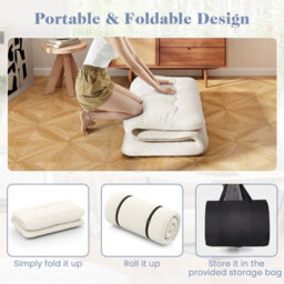 Costway Foldable Tatami Mat Floor Futon Mattress Roll Up Sleeping Pad W/ Washable Cover, Small Double/double/king Size - thumbnail 8