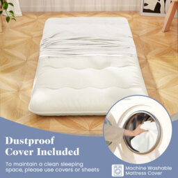 Costway Foldable Tatami Mat Floor Futon Mattress Roll Up Sleeping Pad W/ Washable Cover, Small Double/double/king Size - thumbnail 6