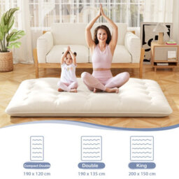 Costway Foldable Tatami Mat Floor Futon Mattress Roll Up Sleeping Pad W/ Washable Cover, Small Double/double/king Size - thumbnail 5