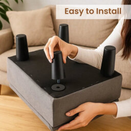 Dark Gray Storage Ottoman Footstool Linen Fabric - thumbnail 4