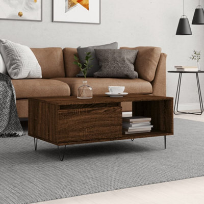 Berkfield Coffee Table Brown Oak 90X50X36.5 Cm Engineered Wood - image 1