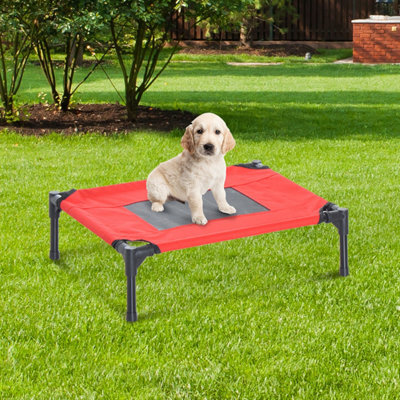 Pawhut Elevated Pet Bed Dog Cool Cot Sleep Indoor Outdoor Portable Basket Red - image 1