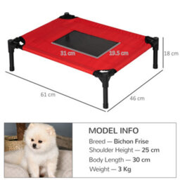 Pawhut Elevated Pet Bed Dog Cool Cot Sleep Indoor Outdoor Portable Basket Red - thumbnail 3