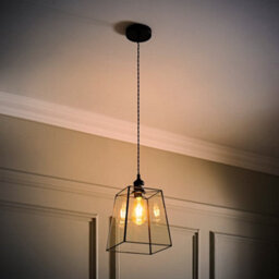 Valuelights Susie Glass Lantern Lamp Shade Matte Black Single Ceiling Pendant Light - thumbnail 2