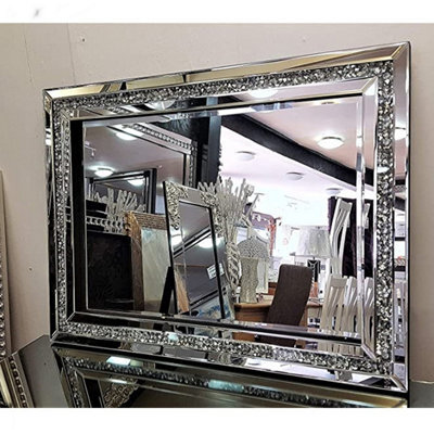 DEENZ Crushed Diamond Crystal Glass Wall Mirror 60X80Cm
