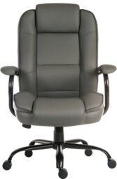 Teknik Goliath Duo Heavy Duty Executive Chair Grey Bonded Leather, Rated Up To 27 Stone - thumbnail 2