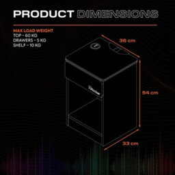 X Rocker Carbon-Tek Led Bedside Side Table With Wireless Charging And Drawer - White Rgb - thumbnail 9