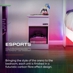 X Rocker Carbon-Tek Led Bedside Side Table With Wireless Charging And Drawer - White Rgb - thumbnail 5