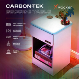 X Rocker Carbon-Tek Led Bedside Side Table With Wireless Charging And Drawer - White Rgb - thumbnail 2