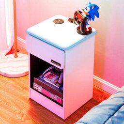 X Rocker Carbon-Tek Led Bedside Side Table With Wireless Charging And Drawer - White Rgb - thumbnail 1