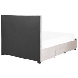 Beliani Bed With Storage Drawers Velvet Lievin 140 X 200 Cm (Eu Double) Beige - thumbnail 8