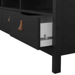 Wyld Haus Wildberry Matt Black Wooden Tv Unit With 3 Drawers And Leather Handles - thumbnail 9