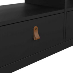 Wyld Haus Wildberry Matt Black Wooden Tv Unit With 3 Drawers And Leather Handles - thumbnail 8