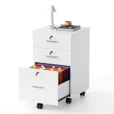 3 Drawer File Cabinet Rolling Filing Cabinet For A4 And Letter White Home Office - image 1