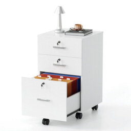 3 Drawer File Cabinet Rolling Filing Cabinet For A4 And Letter White Home Office - thumbnail 1