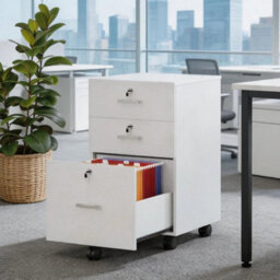 3 Drawer File Cabinet Rolling Filing Cabinet For A4 And Letter White Home Office - thumbnail 6