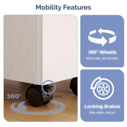 3 Drawer File Cabinet Rolling Filing Cabinet For A4 And Letter White Home Office - thumbnail 4