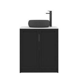 Royal Bathrooms Royal Bathroom Elmore 700mm Nocturne Black Freestanding Bathroom Vanity Unit 2 Door Plain White Worktop With Milan Black Basin - thumbnail 7