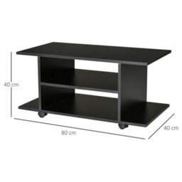 Wyld Haus Coro 80Cm Black Mobile Tv Stand With Open Shelves And Castor Wheels - thumbnail 2