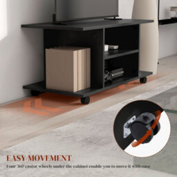 Wyld Haus Coro 80Cm Black Mobile Tv Stand With Open Shelves And Castor Wheels - thumbnail 4
