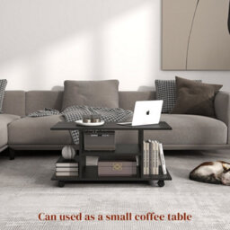 Wyld Haus Coro 80Cm Black Mobile Tv Stand With Open Shelves And Castor Wheels - thumbnail 5