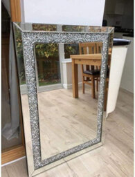 Biznest Large Jewel Wall Mirror Loose Diamante New Crystal Square Decor Mirror Gift 90Cm X 65Cm - thumbnail 1