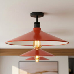 Pack Of 2 Modern Ceiling Light Fixture Industrial Metal Lampshade With E27 Base Semi Flush Mount Lamp For Kitchen With Bulb - thumbnail 8