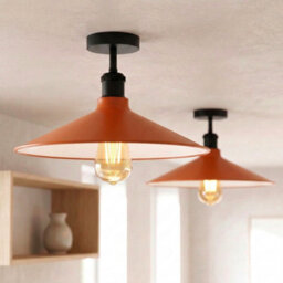 Pack Of 2 Modern Ceiling Light Fixture Industrial Metal Lampshade With E27 Base Semi Flush Mount Lamp For Kitchen With Bulb - thumbnail 7