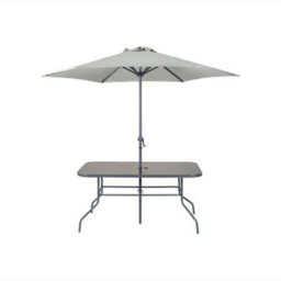 Primrose 6 Seater Garden Furniture Outdoor Dining Set With Reversible Cushions Table And Parasol In Grey - thumbnail 4