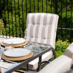 Primrose 6 Seater Garden Furniture Outdoor Dining Set With Reversible Cushions Table And Parasol In Grey - thumbnail 3