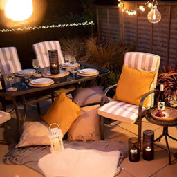 Primrose 6 Seater Garden Furniture Outdoor Dining Set With Reversible Cushions Table And Parasol In Grey - thumbnail 8