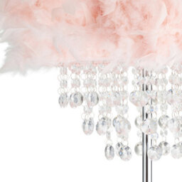 Happy Homewares Modern Chandelier Style Pink Feather Floor Lamp With Waterfall Acrylic Droplets - thumbnail 3