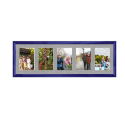 AK Frames 26X8 Purple Classic Multi Photo Frame With Silver Mount - Holds 5 Apertures (5X) 6X4 Photos - thumbnail 1