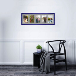 AK Frames 26X8 Purple Classic Multi Photo Frame With Silver Mount - Holds 5 Apertures (5X) 6X4 Photos - thumbnail 3