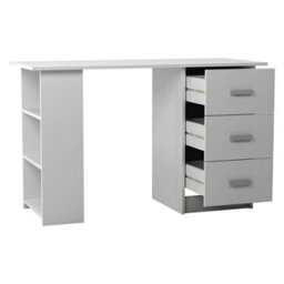 Urbn-Living Urbnliving 115Cm Width Large Computer Desk Office Makeup Vanity Dressing White Table Bedroom Drawers Shelves - thumbnail 7