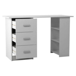 Urbn-Living Urbnliving 115Cm Width Large Computer Desk Office Makeup Vanity Dressing White Table Bedroom Drawers Shelves - thumbnail 6