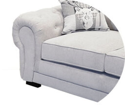 Verona Corner Sofa Suite Light Grey Velour Fabric Designer Scatter Cushions - thumbnail 3