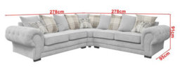 Verona Corner Sofa Suite Light Grey Velour Fabric Designer Scatter Cushions - thumbnail 2