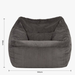 icon Natalia Large Beanbag And Pouffe Set Corduroy Charcoal - thumbnail 8