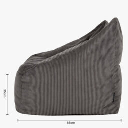 icon Natalia Large Beanbag And Pouffe Set Corduroy Charcoal - thumbnail 9