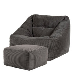 icon Natalia Large Beanbag And Pouffe Set Corduroy Charcoal